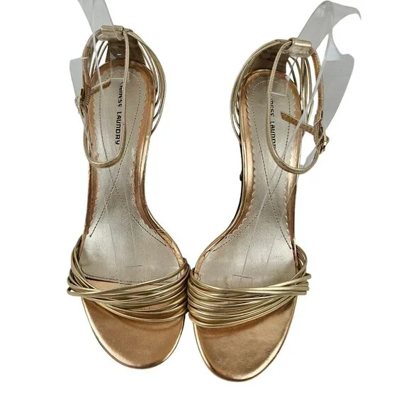Chinese Laundry Heels Willy Womens Size 8 Gold Strappy Sandals Adjustable Strap - Picture 2 of 9